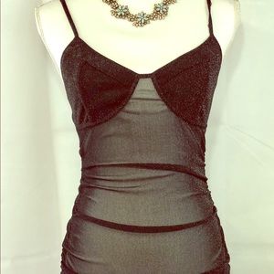 TIGER MIST Love Day Ruched Minidress Black Mesh